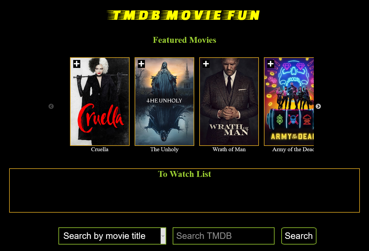 sceenshot of TMDB movie fun