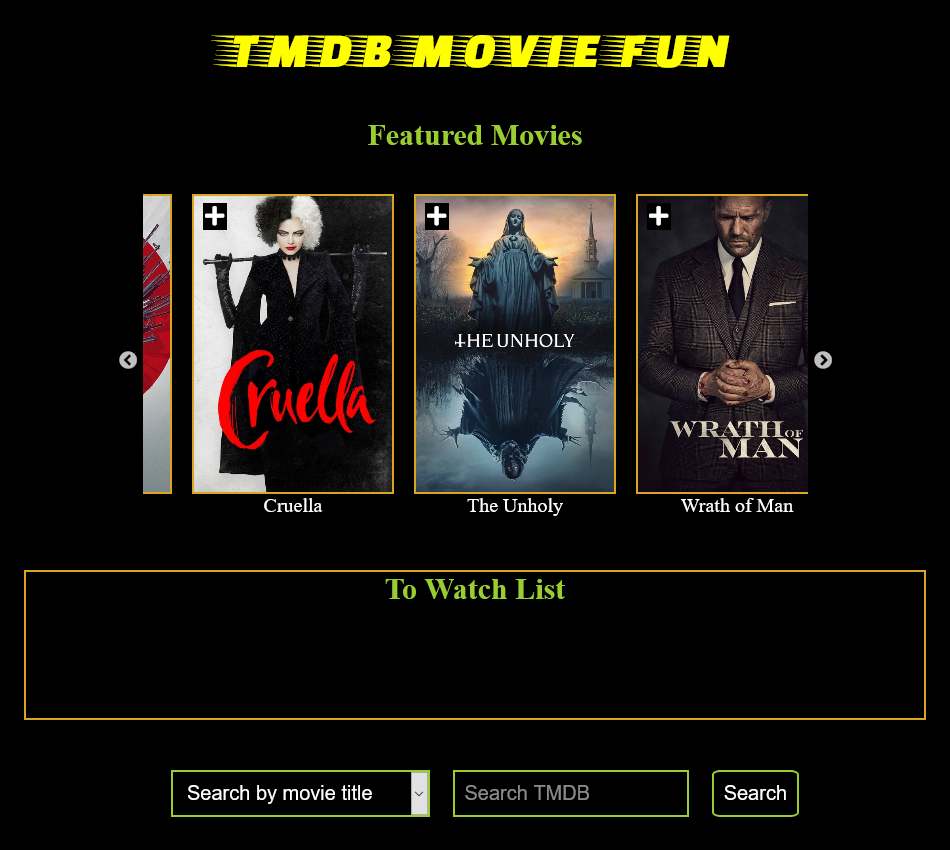 sceenshot of TMDB movie fun